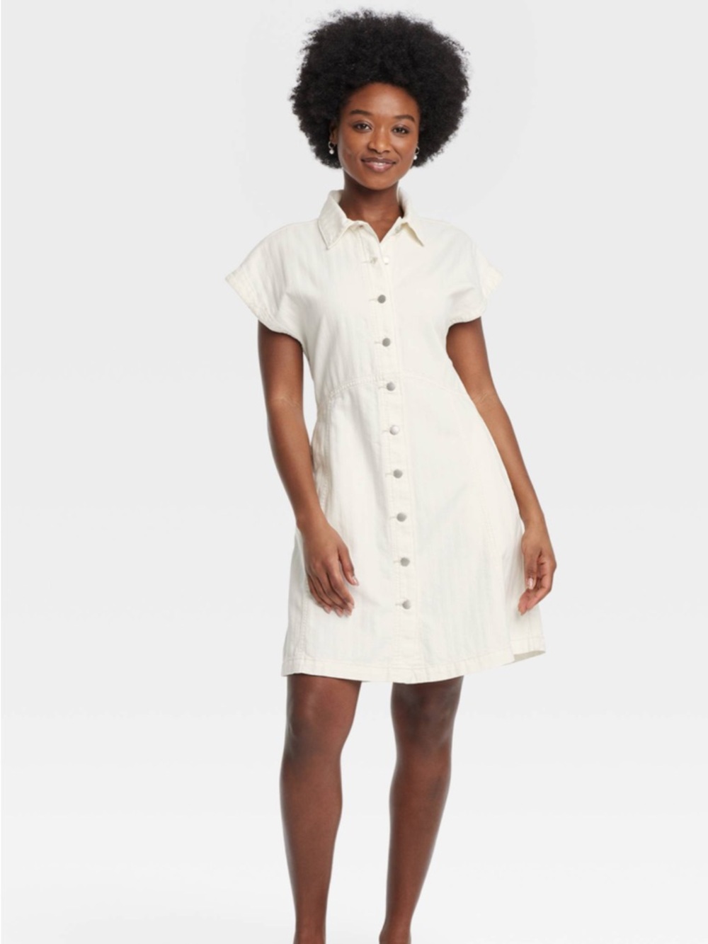 Universal Thread size M ivory cotton Button-Front Shirt Dress